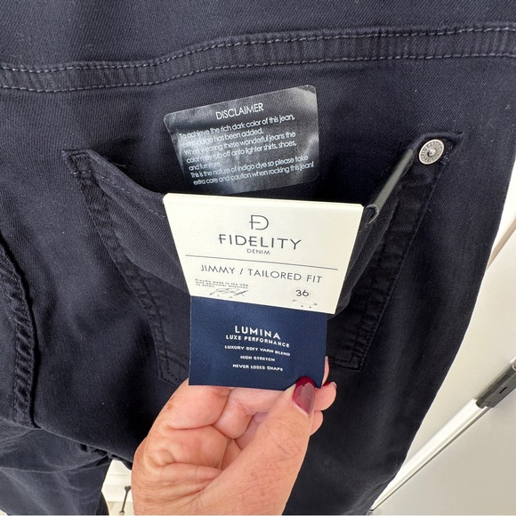Fidelity Denim Jimmy Tailored Fit Lumina Twill Midnight Color Jeans Size 36 - Picture 5 of 11